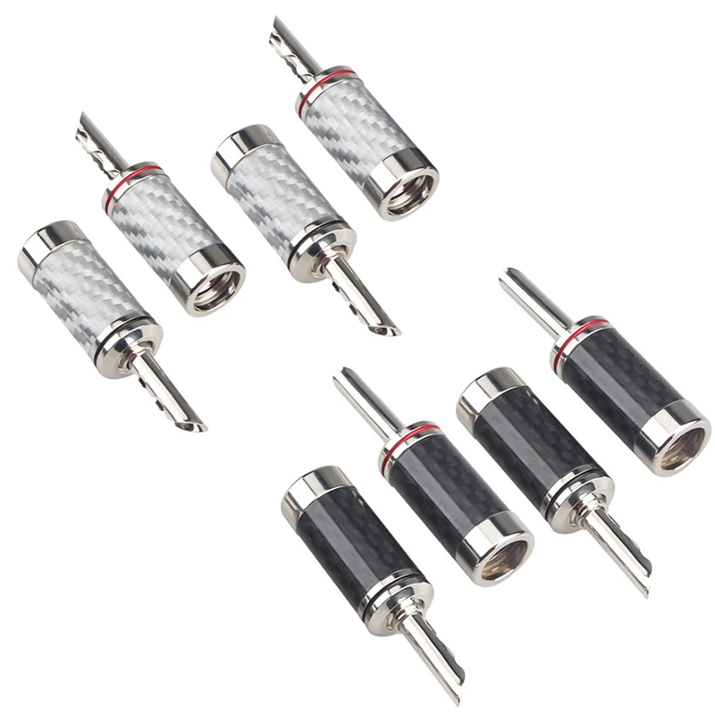 4PCS Banana Plugs HIFI DIY Carbon Fiber Electrical Audio Speaker Cable Banana Connector Plug