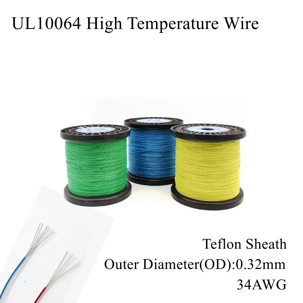 Высокотемпературный микро-провод UL10064 34AWG Teflo PTFE FEP, мягкий припой в оболочке, оловянный медный электронный кабель, многожильный провод