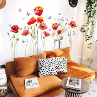 watercolor flower butterfly wall stickers living room sofa background home decoration mural bedroom art self adhesive wallpaper