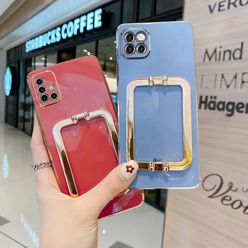 

Роскошный металлический чехол с металлическим кронштейном для Samsung Galaxy A22 12 A22S 4G 5G A71 A51 A31 A21S, квадратный чехол для A70 A50 S