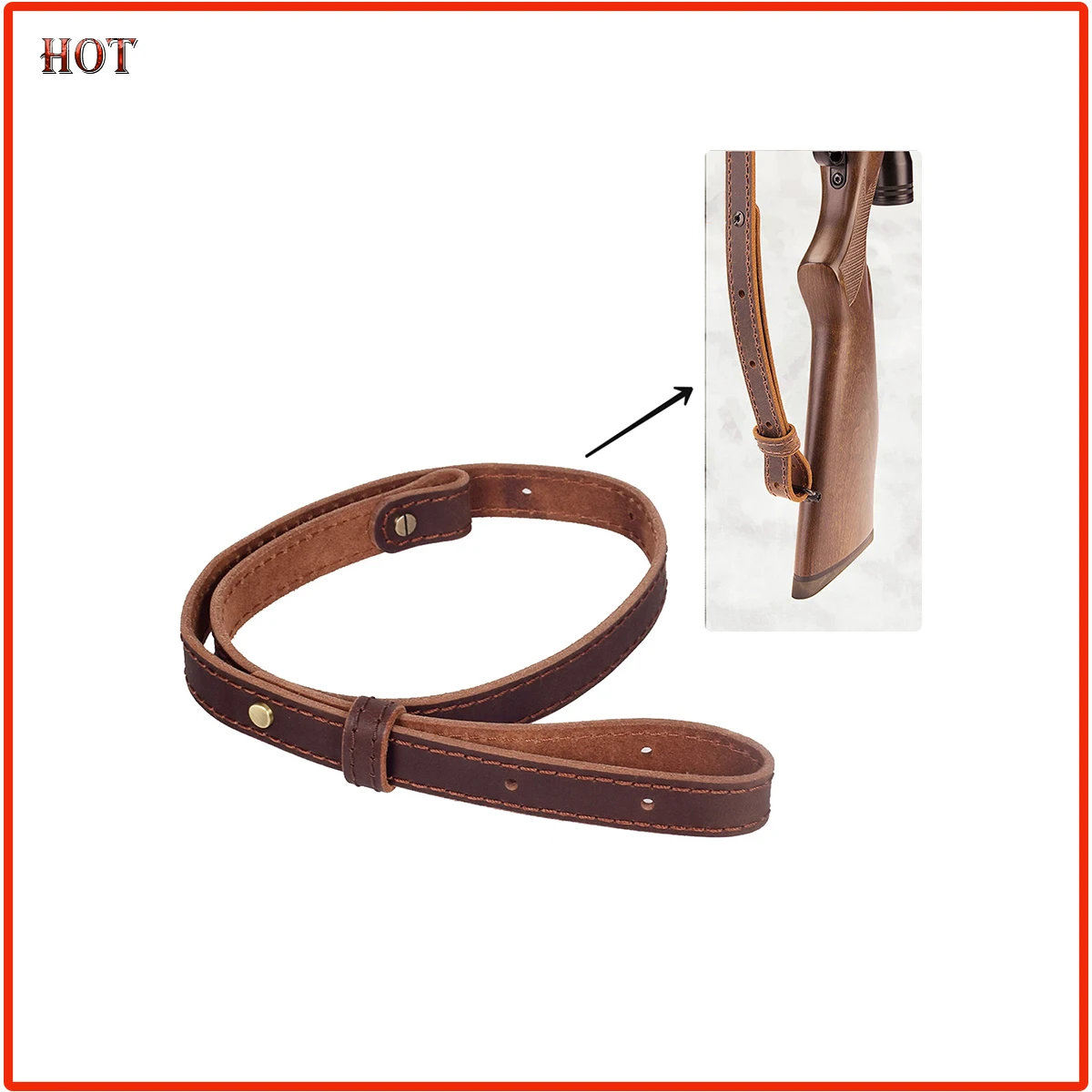 

Tactical Rifle Shotgun Genuine Leather Sling Shoulder Belt Hide Adjustable Bindings Shooting Strap Hunting Gun Accessories