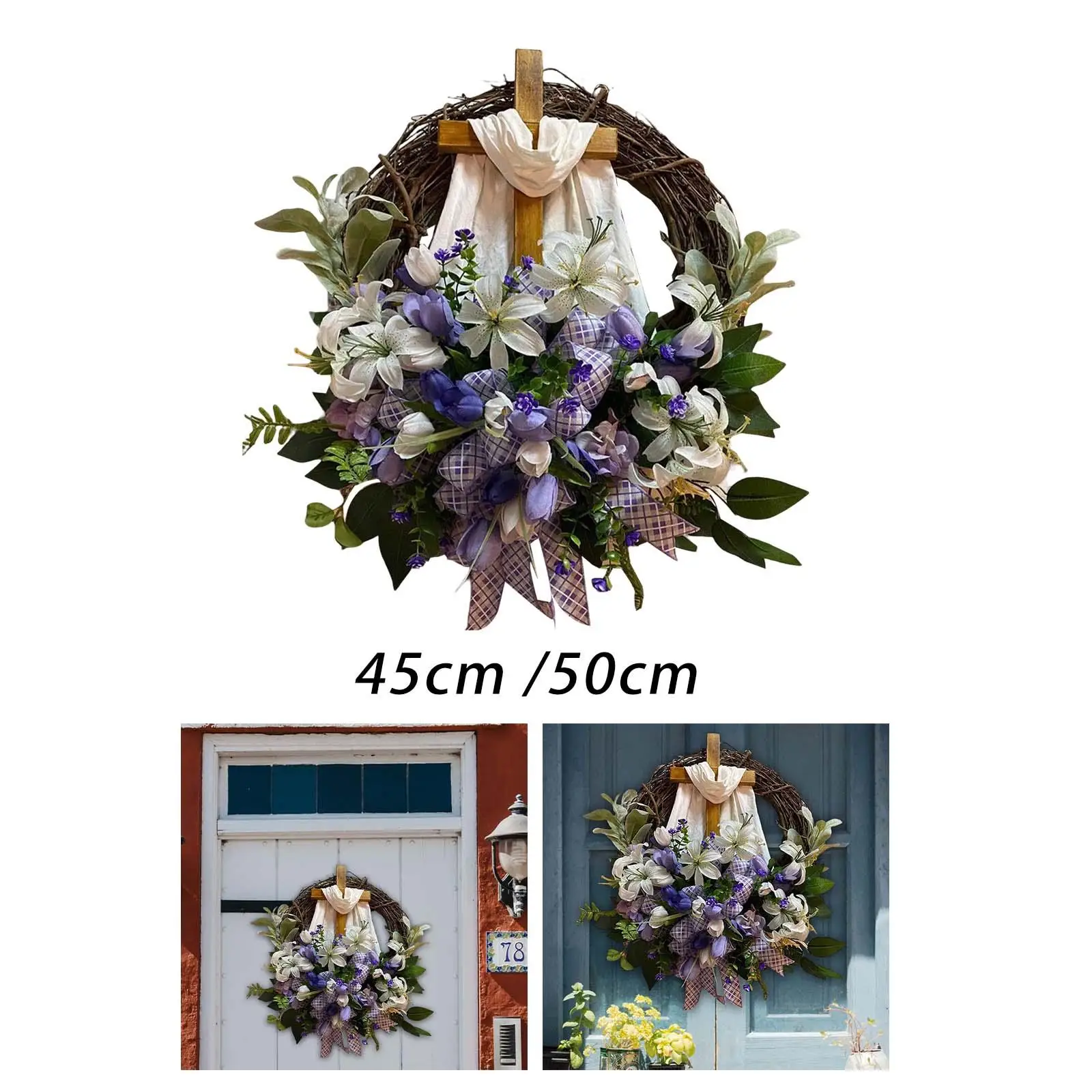 

Easter Front Door Wreath Spring Decor Garland Decoration Adding Festive Atmosphere Simulation Flower Vines Rustic Handmade