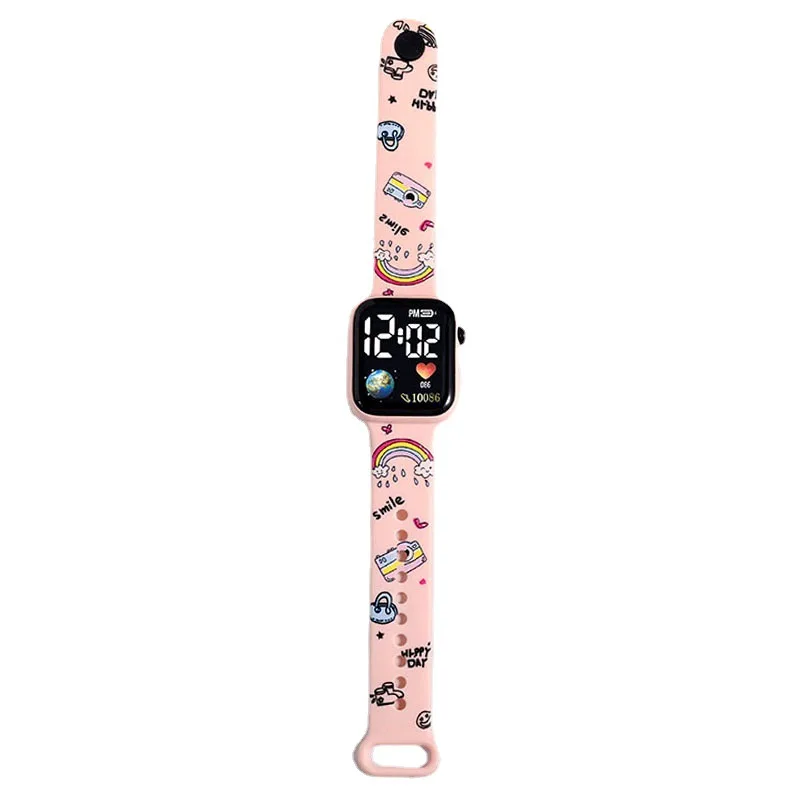 

Disney LED display environmentally friendly rubber strap with various anime prints for waterproof children's watches