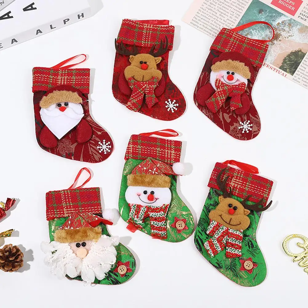 

New 1 Pair Christmas Decoration Socks Cartoon Santa Socks For 2024 Christmas Tree Home Decoration V6X5