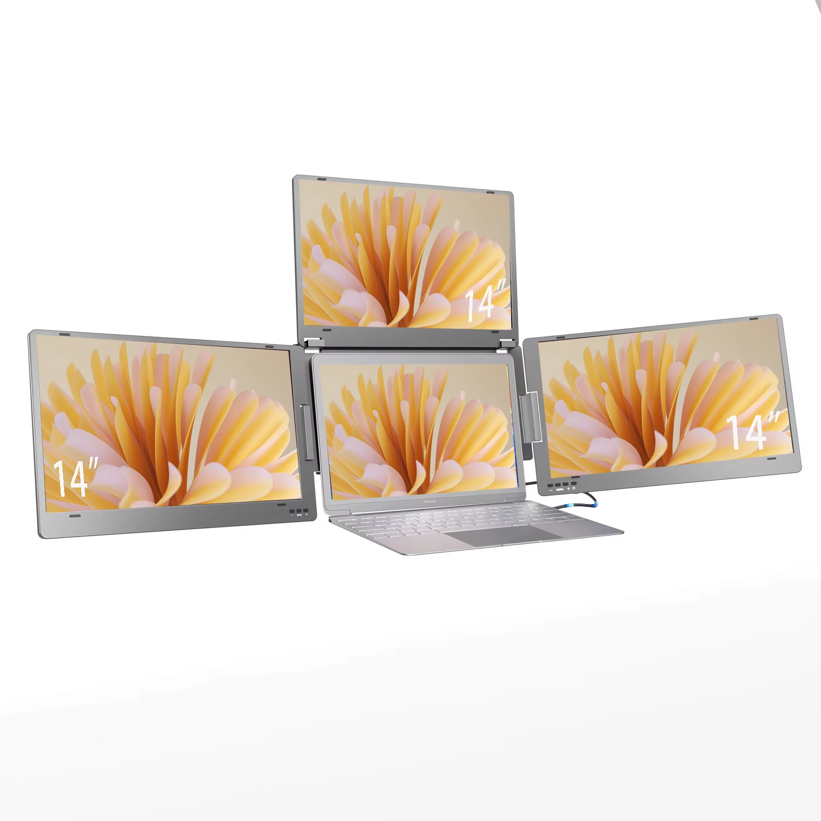 Фото Портативный удлинитель для ноутбука с четырьмя экранами и панелью IPS, деловая серия, 14-дюймовый ЖК-экран, совместимый с ноутбуками типа C №1