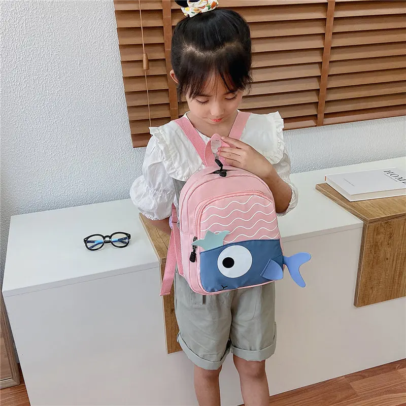 New Children's Backpack Cute Cartoon Bag Fish Kindergarten Schoolbag Korean Boys and Girls Small Backpack Wholesale