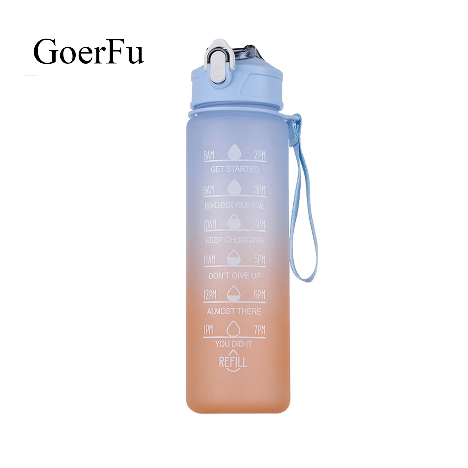 

GoerFu Outdoor Travel Water Bottle Motivational Sports Water Bottle With Straw Gradient Color Cute Fitness Drinking WaterBottle
