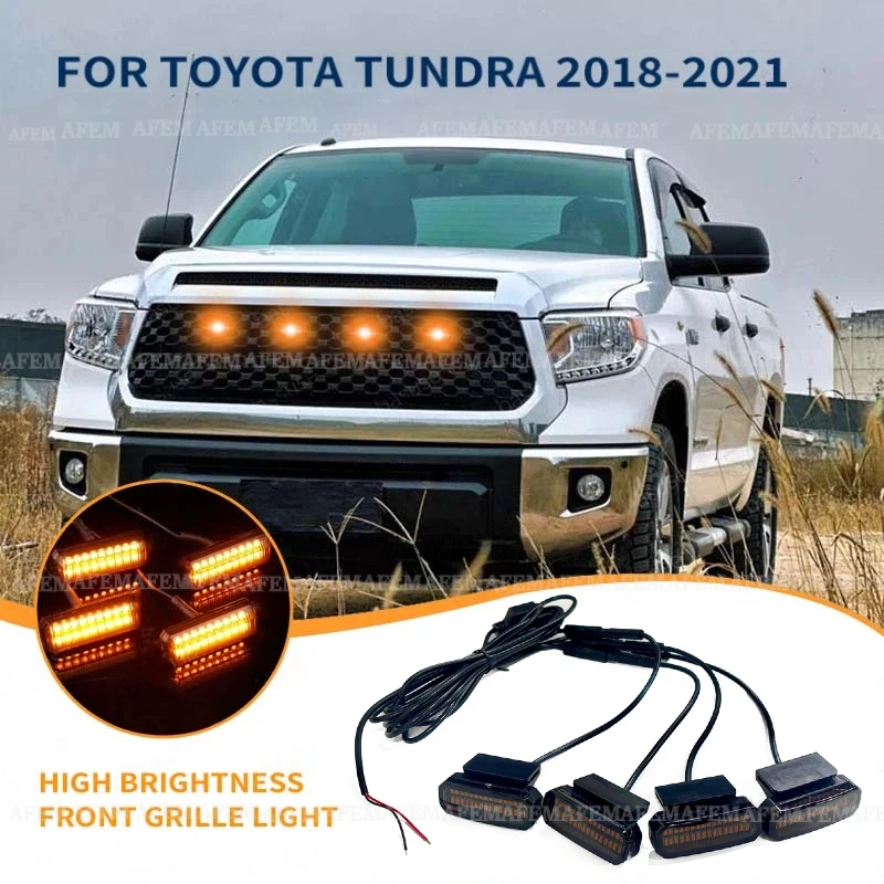Фото Светодиодная подсветка передней решетки для Toyota Tundra 2018-2021, дневные ходовые огни, лампы для колесных арок, для пикапов и внедорожников, 12В №1