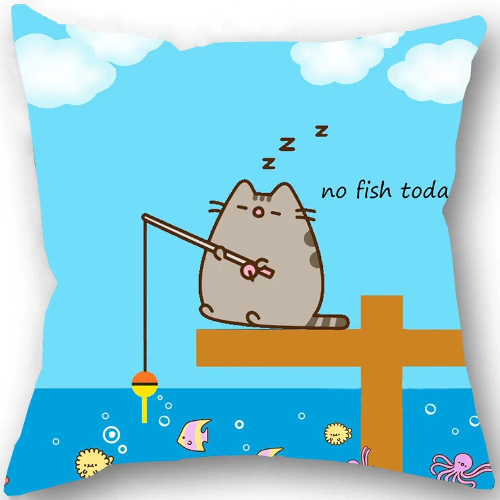 

Anime Chubby Cat Pillowcase Home Decor Cushion cover Gift For Anime Loving Double-Sided Print 45x45cm