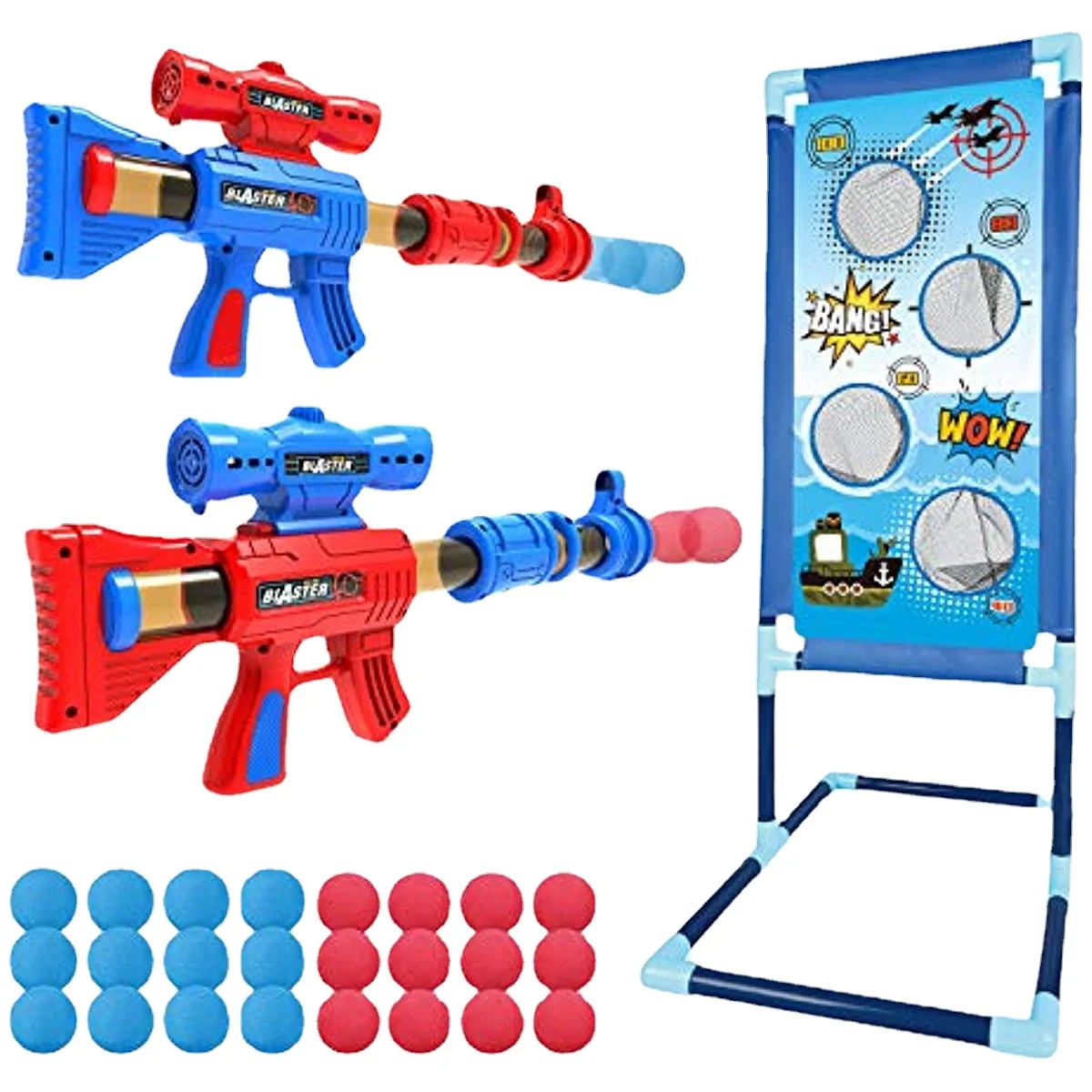 

Shooting Game Toy, Boys - 2pk Foam Ball Popper Air Guns & Shooting Target & 24 Foam Balls - Ideal Gift - Compatible with Toy Gun
