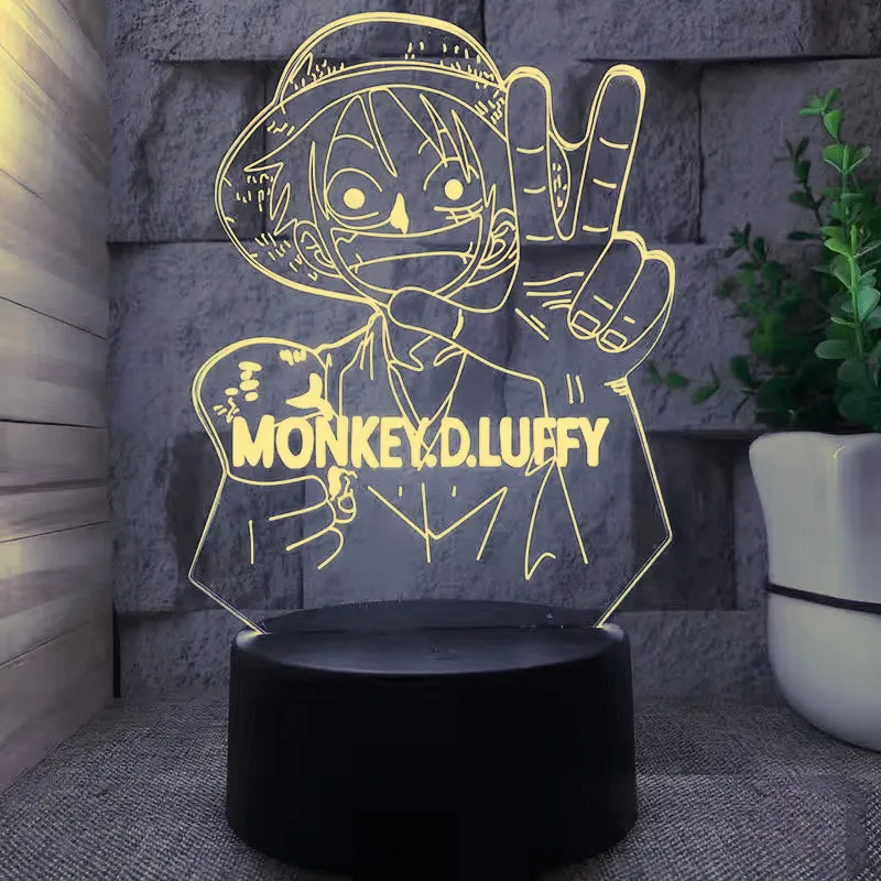 

One Piece Luffy Anime Figure 3D LED Night Light Roronoa Zoro Figure Toys Table Lamp Home Decoration Birthday Gifts
