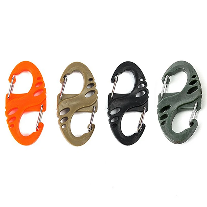 

1 упаковка разноцветных карабинов S-образной формы, кнопки для ключей, цепочка для ключей, для кемпинга, рюкзака, скалы