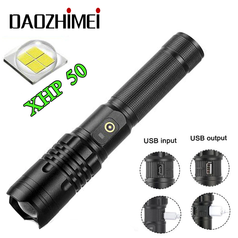 

5000 Lumens Zoomable Led IPX5 Waterproof Flashlight P50 torch USB Rechargeable 18650 Camping Lantern Portable Working Light