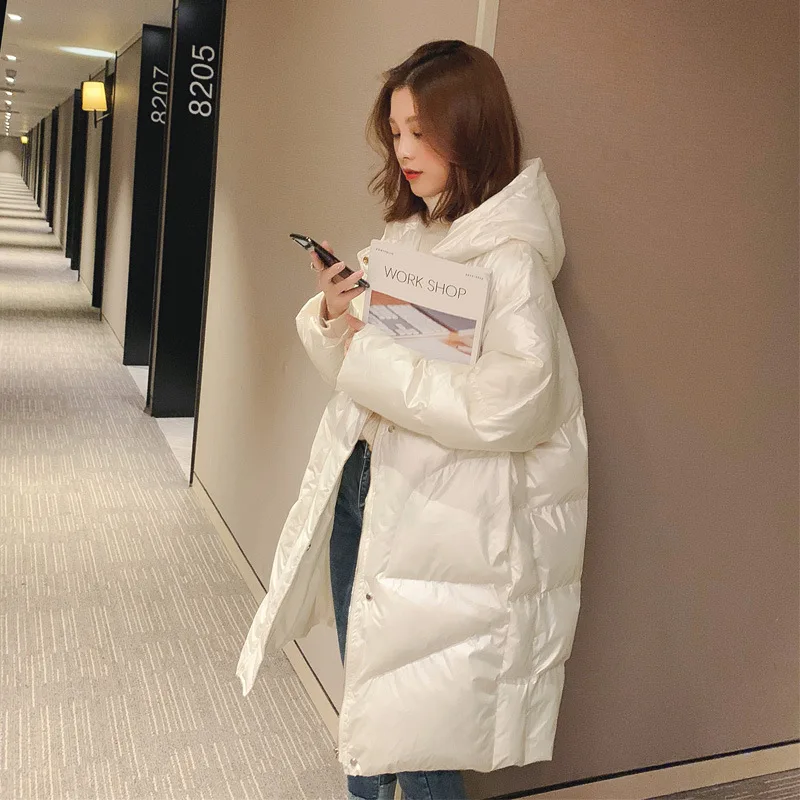 Pink Winter Jacket Parkas Women 2023 New Glossy Down Cotton Jacket Hooded Parka Warm Female Cotton Padded Jacket Casual Outwear