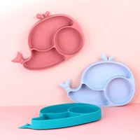 baby silicone dinner plate childrens dishes baby bowl cartoon whale kids feeding plate tableware suction plates for babies