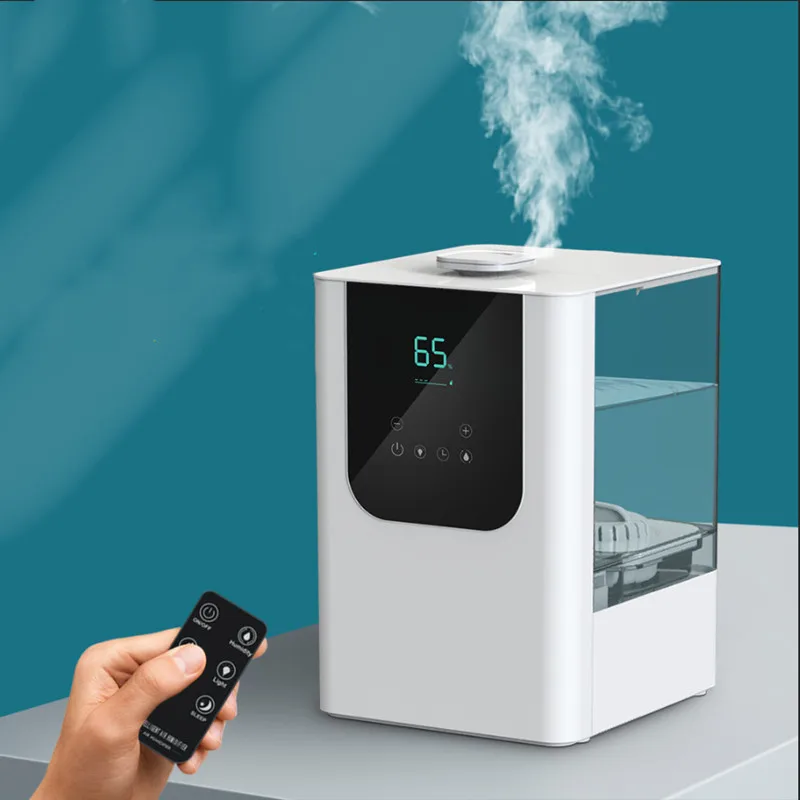 

Ультразвуковой увлажнитель воздуха 6 л, визуализация, большая емкость, пульт дистанционного управления с добавлением верхней воды, бесшумный, для дома, спальни, офиса, белый
