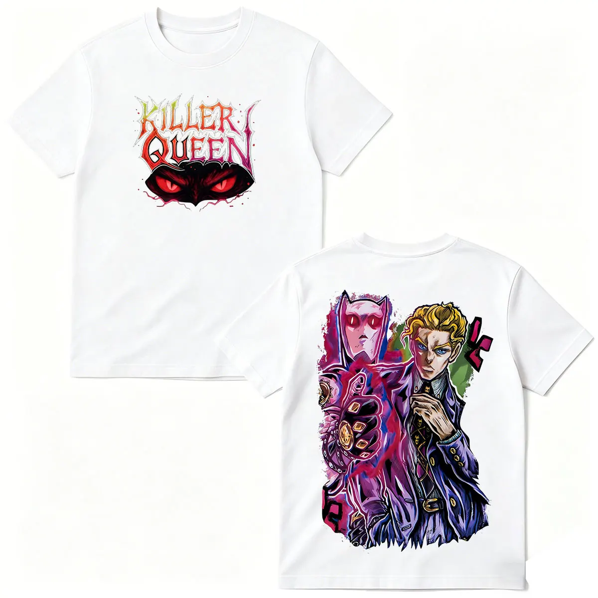 Фото Футболка с изображением Кирой Йошикаге из аниме Jojo Bizarre Adventure Killer Queen Eyes, мужская и женская модная футболка из 100% хлопка с короткими рукавами, топы №3