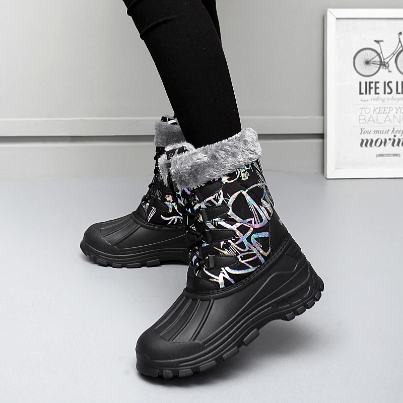 Winter Women Boots Plush Warm Woman Walking Shoes Comfortable Outdoor Casual Faux Fur Winter Boot