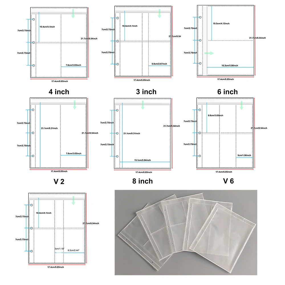 

10 Sheets A5 Photocard Binder Sleeves 1 2 4 Pocket Clear 3 Hole Photo Album Refill Page 4 x 6 10x15 Sleeve Postcard Single Sided