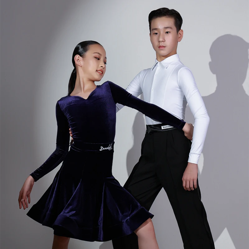 Детское платье для латиноамериканских танцев с длинным рукавом