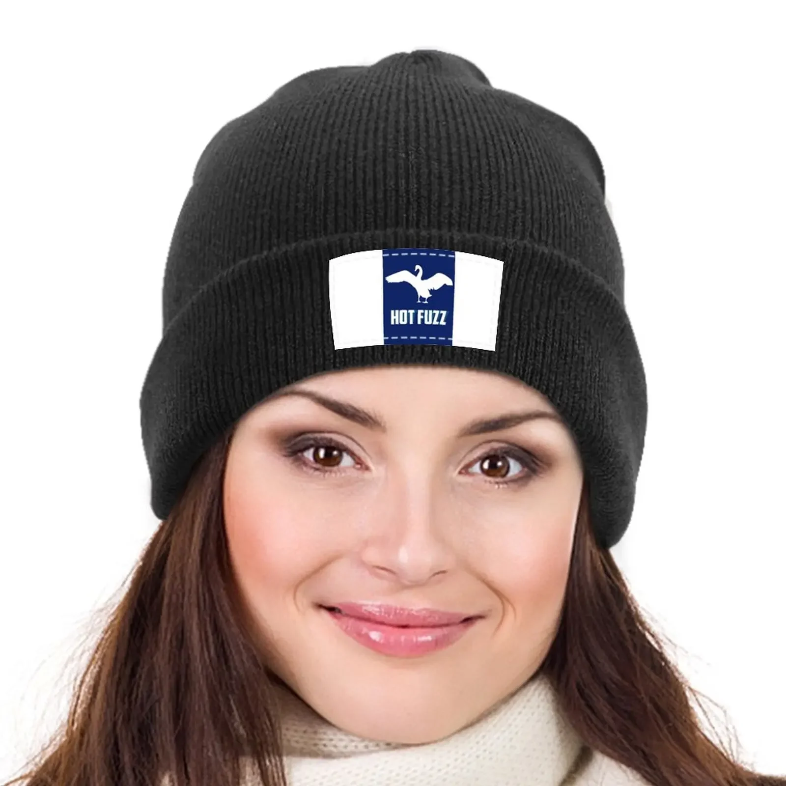 Вязаная кепка с минимальным плакатом Hott Fuzz черная от солнца изображением шляпа в
