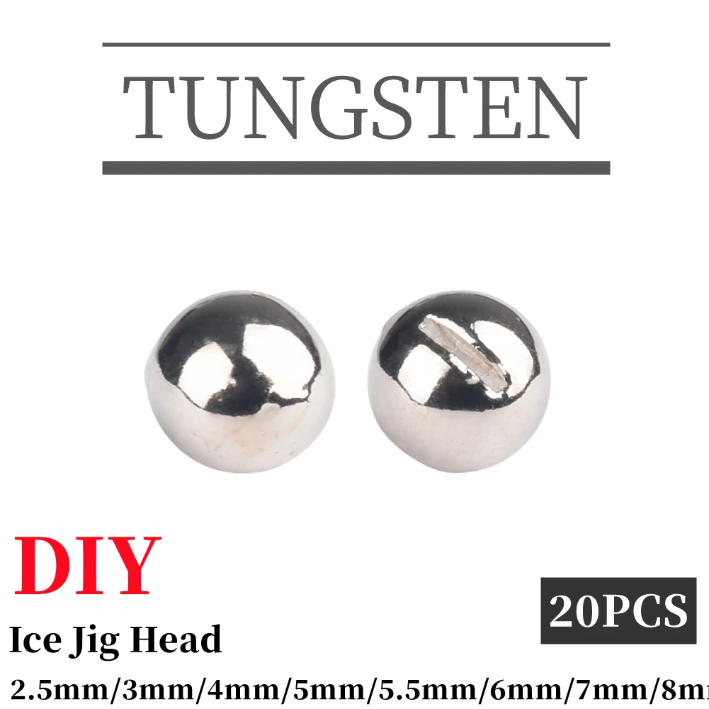 

MUUNN 20PCS Ball Tungsten Ice Jig Head,Pellet Head,Ice hook welding material, DIY ice fishing jig.2.5mm/3mm/4mm/5mm/6mm/7mm/8mm
