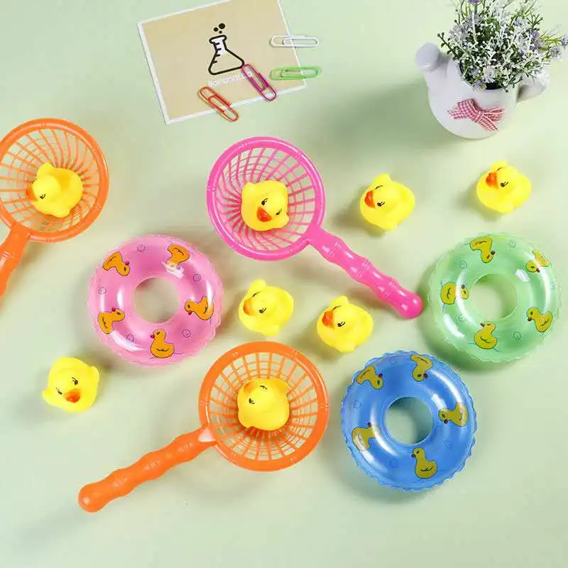 6pcs/set Baby Bath Toys Mini Swimming Ring Rubber Duck Accessories Kids Water Toys Children Inflatable Bathroom Bathing Toys