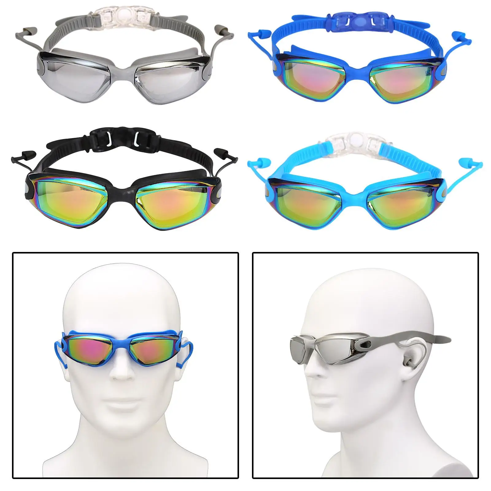 

Swims with Earplugs, Swimming , Anti-Fog Youth Swim Glasses, , Soft Silicone