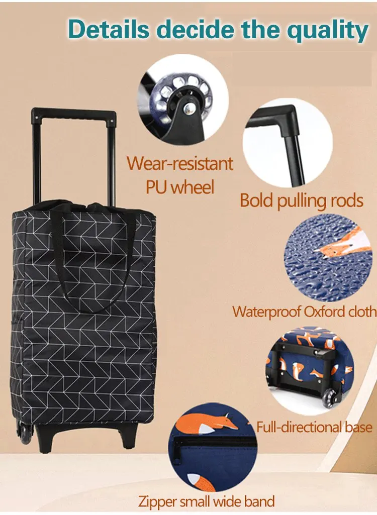 Folding Shopping Bag Women's Big Pull Cart Bags For Organizer Portable Buy Vegetables Trolley On Wheels The Market | Дом и сад