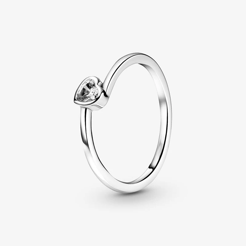 

Original Fine 925 Sterling Silver Rings White Heart Offset Ring Women Elegant Jewelry Birthday Anniversary Gift