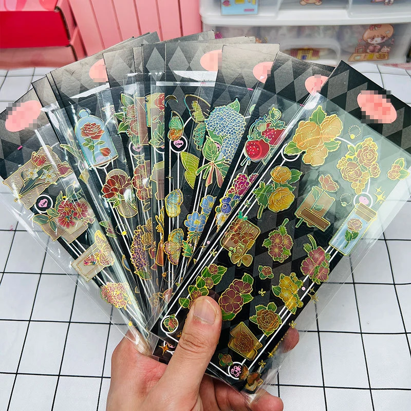 

Guka Sticker Ledger Material TETZ007 Three-dimensional PET Bronzing DIY Head Sticker Retro Plant Ancient Style Waterproof Sticke