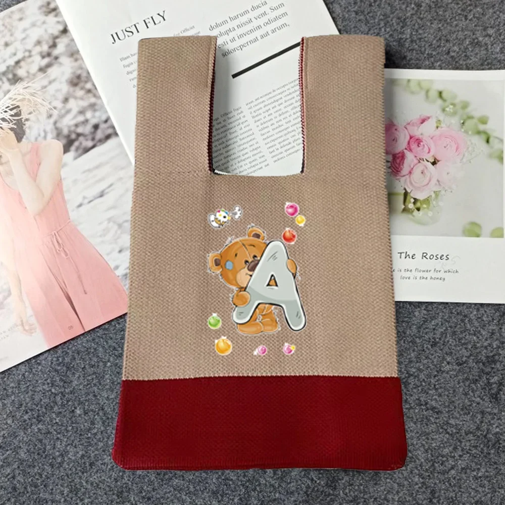 Сумка на запястье Вязаная сумка ручной работы Сумки с узлом для покупок