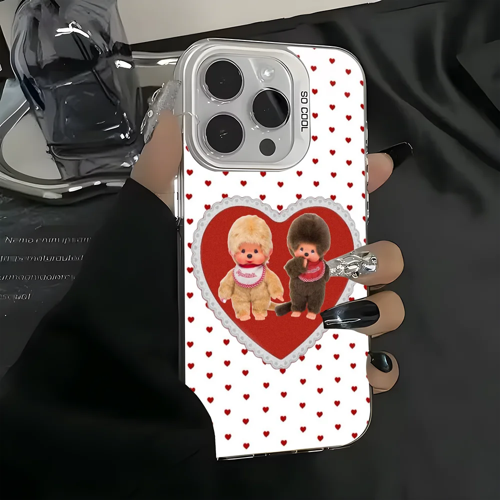 Милый мультяшный чехол для телефона M-Monchhichi iPhone 16 15 14 13 12 11 Pro Max белый матовый