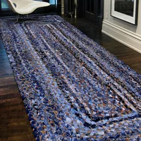 Rug Natural Jute Denim Mixed Weave Handmade Carpet Rustic Look Area Rugs Home Modern Decor Runner Hallway Floor Mat