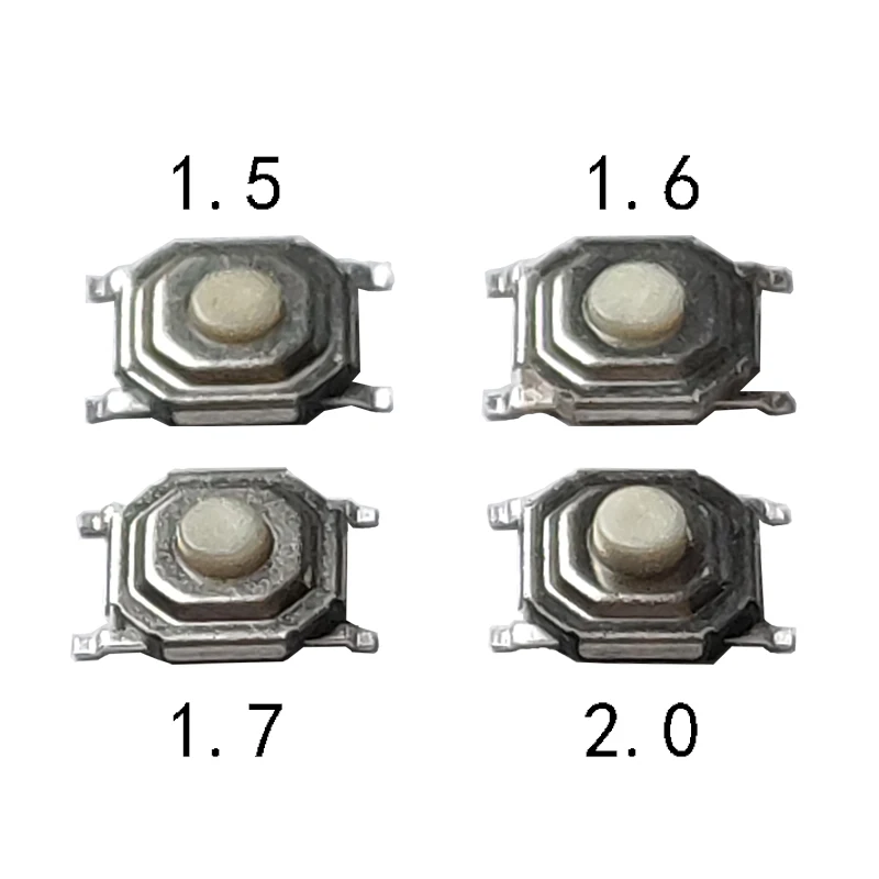 

50PCS/100PCS 5.2x5.2mm H=1.5/1.6/1.7mm Push Button Plastic Head Momentary Tact switch More Low-profile 4pin SMD Surface Mounting