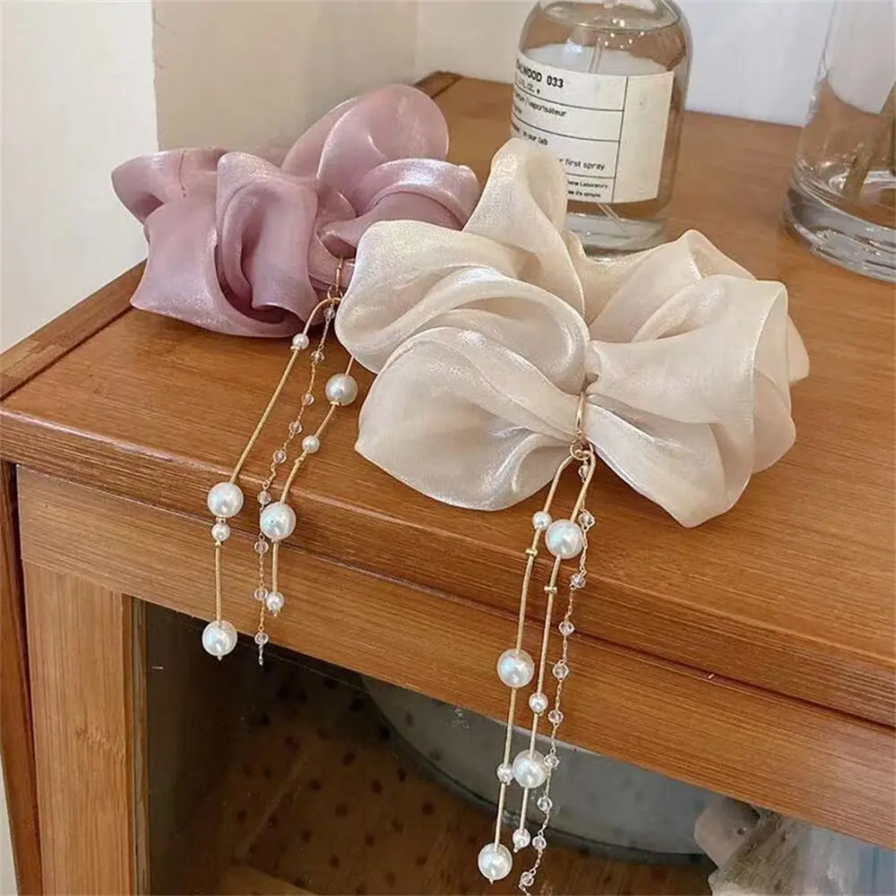 

Cute Elastic Flower Hair Accessories LatticePrint Girls Headwear Tassel Scrunchies Hairs Ties Hair Rope
