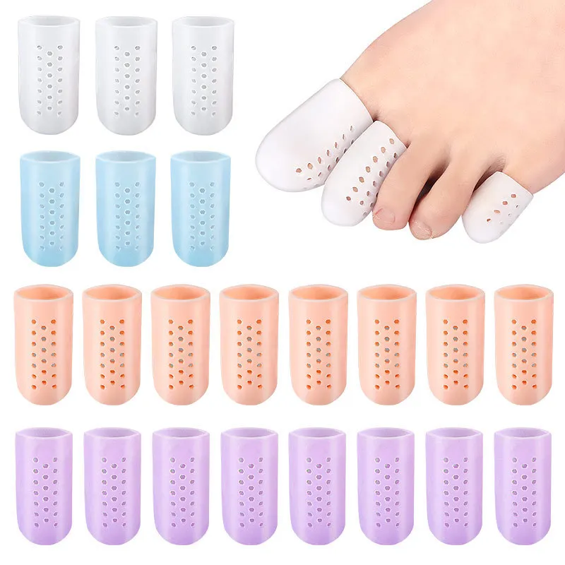 

2Pcs Silicone Separator Breathable Protector Gel Covers Tube With Holes For Corns Calluses Blister Toe Bunion Spacer