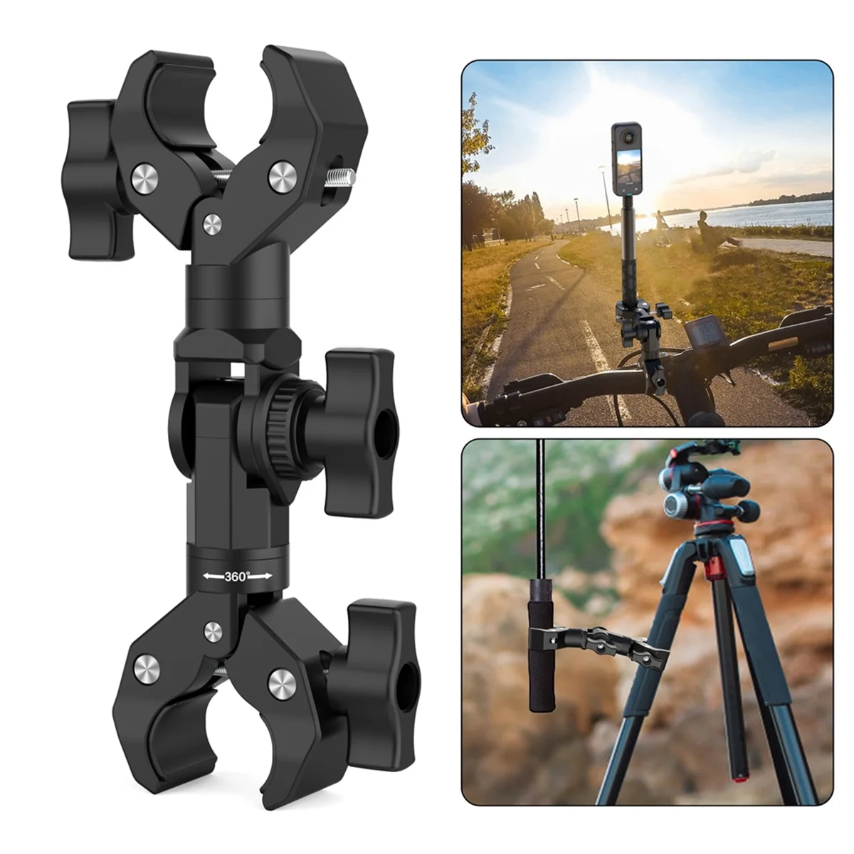 Двойной зажим кронштейн волшебный для камеры Gopro Insta 360 монитор светодиодный