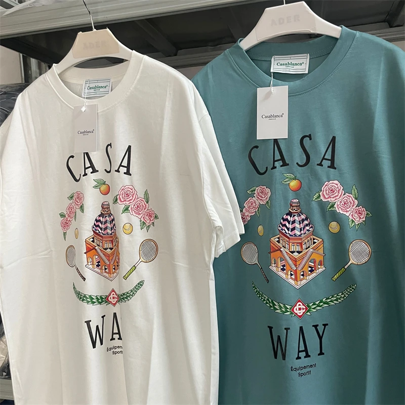 

2023 Castle Tennis Racket Casablanca T Shirt Men Women Best Quality Casa Blanca Oversized Summer Style T-shirt Top Tees