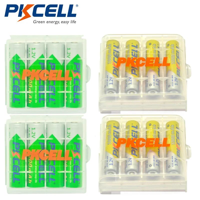 

8PCS 1.2V AA Rechargeable Battery Ni-MH 2200mAh+ 8PCS 1000mAh AAA Battery NiMH Rechargeable Batteries with 4 Battery Case Boxes