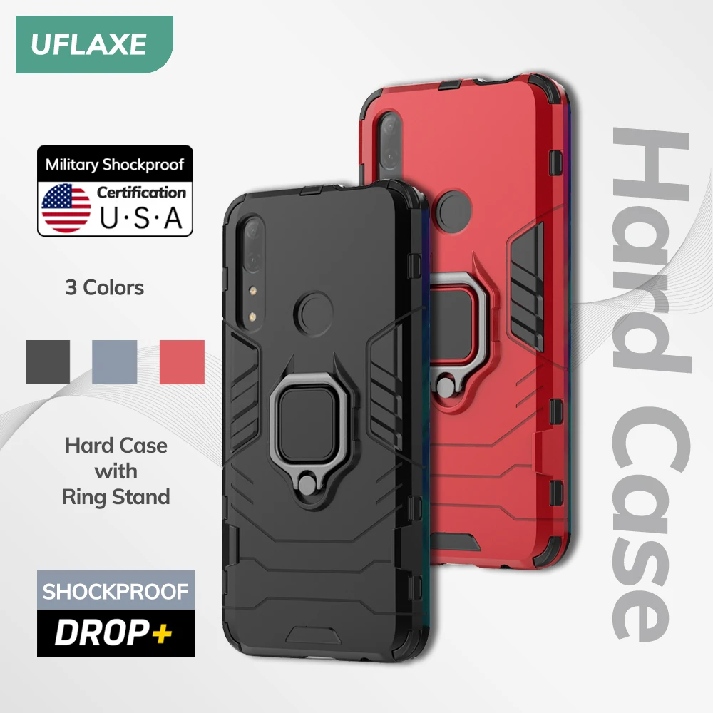 UFLAXE Original Shockproof Case for Huawei Y9 2019 / Y9 Prime 2019 / Y Max Back Cover Hard Casing with Ring Stand