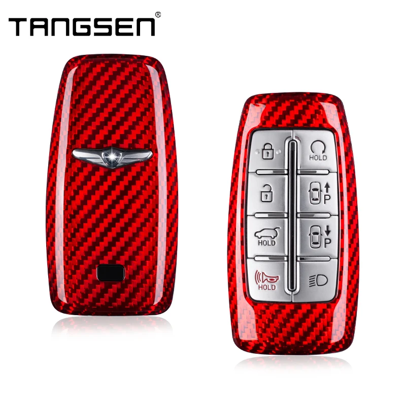 

Чехол для автомобильного ключа из углеродного волокна, совместимый с Genesis G70 G80 G90 GV70 GV80 GV90, умный удаленный корпус для автомобиля