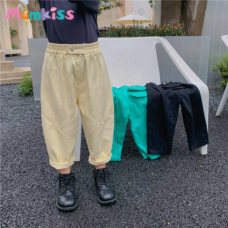 

Повседневные штаны MUMKISS для маленьких девочек, детские хлопковые шаровары с прострочкой для мальчиков, Детские весенне-осенние хлопковые б...
