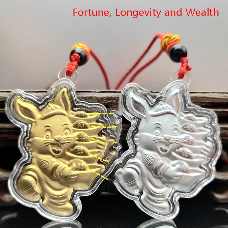 

2023 China New Year Of The Rabbit Commemorative Pendant Necklace Chinese Zodiac Painted Ornament New Year Lucky Gift
