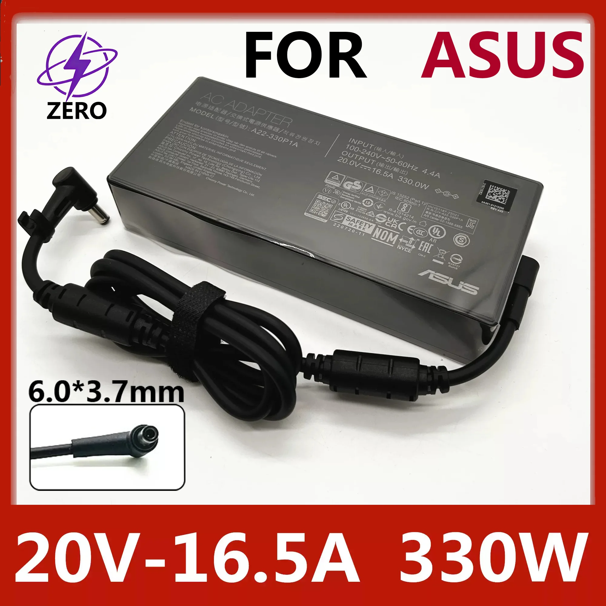 Фото Оригинальный адаптер питания для ноутбука 330W 20V16.5A для ASUS ROG Strix Scar 17 18 G513Q G713Q Zephyrus-Duo-16 G733PY G733CX G834JY A22-330P1A №1