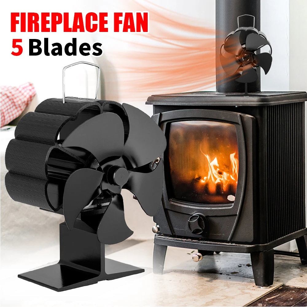 

Heat Powered Fireplace Fan 5-blade Saving Stove Fan with Overheat Protect Wood Burning Stove Fan for Log Burning Silent Energy