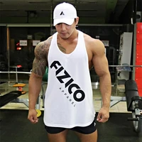 new summer casual mens vest cotton solid color printing i shaped vest jogger gym workout fashion fitness sportswear