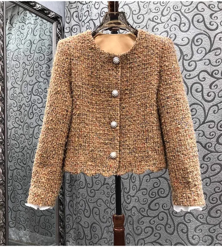 

Женское шерстяное пальто, повседневное однобортное пальто цвета хаки из смеси шерсти с длинным рукавом, верхняя одежда, осень-зима 2023