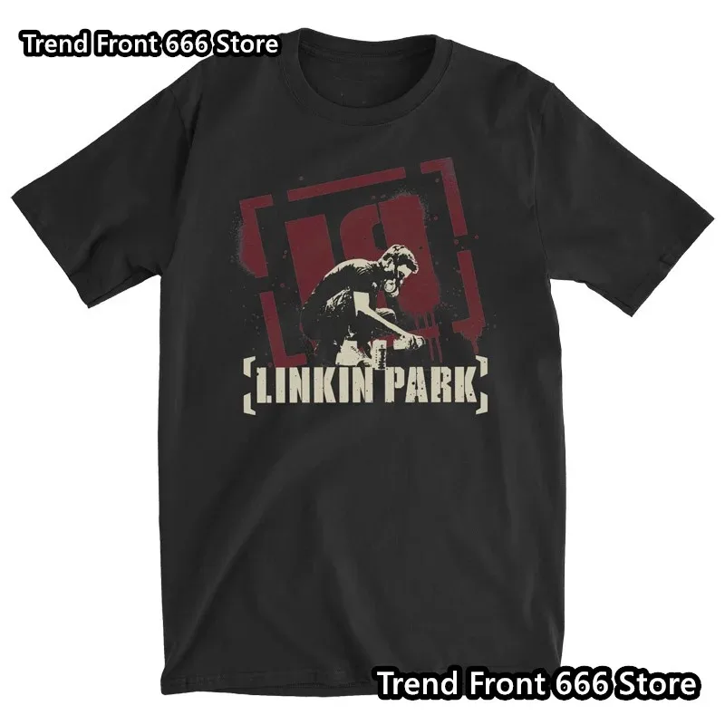 Мужская Хлопковая Футболка Linkin Park Повседневная С Рисунком Рок-группы И Короткими
