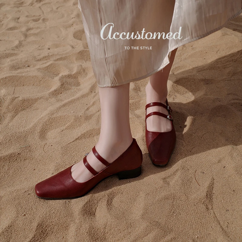 Женские базовые туфли Мэри Джин во французском стиле элегантные с квадратным